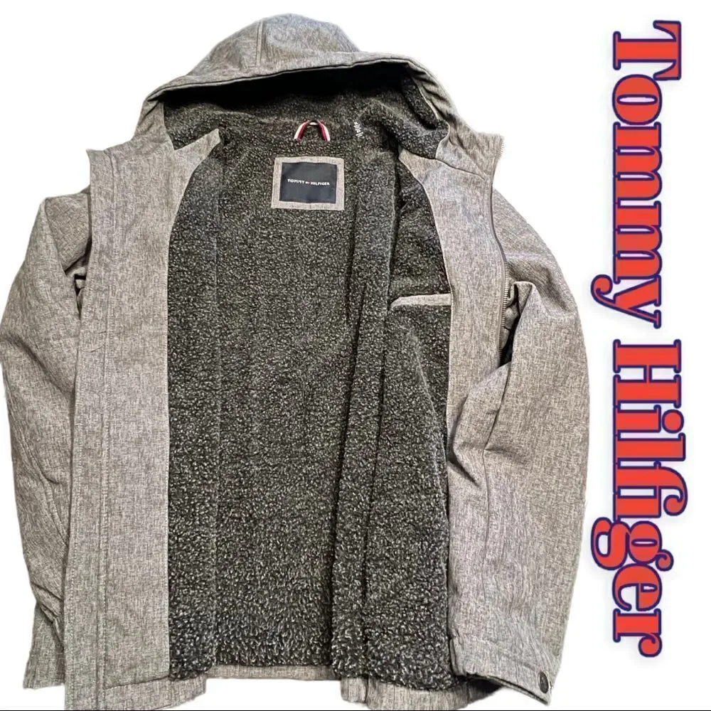 Tommy Hilfiger mens Soft Shell Sherpa Lined Performance Grey XL EUC